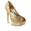 MISS BLACK GISELA Heels :GOLD : uk/sa women  size 5 : new in box