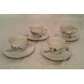 Vintage hand painted Bareuther Bavaria Demitasse duos (four)