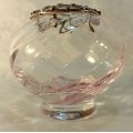 Vintage Crystal Posy Vase  Pink & Clear Swirl Posy Art Glass