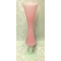 Pink Rose Opaline Milk Glass Vase with Opalescent Pedestal 1950s (please read description)
