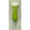 Beautiful 1950s Italian Green Twisted Stem Opaline Cased Glass Vase