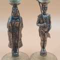 Ngwenya Glass African Couple - Pewter and hand-blown glass.