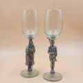 Ngwenya Glass African Couple - Pewter and hand-blown glass.