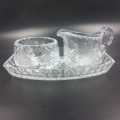 Vintage lead crystal tray, milk jug and sugar bowl