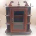 1980s Wood glass door tabletop or wall hanging small display hanging curio cabinet