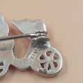 Vintage Marcasite Sterling Silver Carraige and horse Brooch