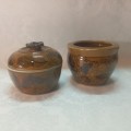 Two bowls, one lidded both stamped Genuine Ming Blue