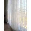 EYELET CURTAINS CHECK VOILE 5M x 230CM WHITE OR CREAM  READY TO HANG