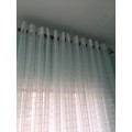 EYELET CURTAINS CHECK VOILE 5M x 230CM WHITE OR CREAM  READY TO HANG