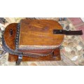 Antique ship bellow to pump air for fog horn (not the horn)- Steel, wood and leather-works well