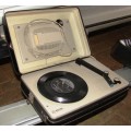 1960`s battery operated portable  Philips record player-(France)-Plays 7 singels, LP`s 33/78-working