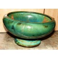 Beautiful green/brown spotted Linn Ware Bowl-H 11 cm, Top dia. 20 cm-Good condition