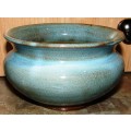 Beautiful green/blue Linn Ware Bowl-H 18 cm, Top dia. 13 cm-Good condition