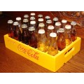 Vintage miniature crate with 24 minature coca cola bottles-good condition