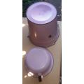 Vintage 2 piece Hendler Pink enamel bucket and spittoon in good good condition
