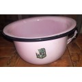 Big vintage HandH pink Enamel Spittoon-good condition-no holes TD 25 cm and H 14 cm