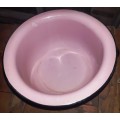 Big vintage HandH pink Enamel Spittoon-good condition-no holes TD 25 cm and H 14 cm