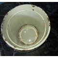 Good quality antique enamel bucket with wooden handle-H 30 cm, TW 29 cm - no holes