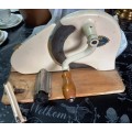 Vintage BME Regina Meat Slicer with collapsible wooden base and table mount-In working/good order