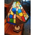 Beautiful vintage handmade  Marble and lead glass table lamp-H 50 cm-shade w-30 cm-working