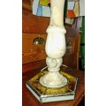 Beautiful vintage handmade  Marble and lead glass table lamp-H 50 cm-shade w-30 cm-working