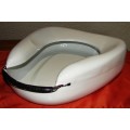 Vintage white enamel bed pan with black trimmings in good condition
