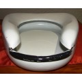 Vintage white enamel bed pan with black trimmings in good condition