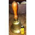 Vintage big thick quality heavy brass School/Railway bell-weight 1.kg`s - H 23 cm, mouth dia.13 cm