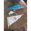 Vintage good quality red and blue ` Rio` plastic Sail Ship with sails