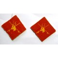 Pair of old SA Army material uniform patches (Insignia)-Dia. 3.5 cm x 3.5 cm-good cond.