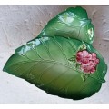 Beautiful Green Leaf flower embossed porcelain Bowl - Dia 23 cm x 21 cm-good-no chips/cracks