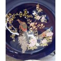 Stunning big dia. 31 cm Elweco Porcelain-Genuine Gold design Japan-dark blue hand painted plate