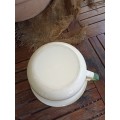 Big Vintage Enamel Spittoon with green trimming-very good condition-TD 25 cm, H 13 cm