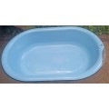 Big vintage Baby Blue colour good quality Enamel Bath with metal folding stand