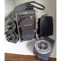 Mamiya C330 Prof. TLR 120/220 Film Camera Blue Dot 2.8/80&3.5 105 mm lenses/Light meter/carry case