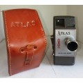 Vintage Atlas 8 mm Cine works movie Camera-wind up mechanism working-leather pouch
