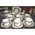 Beautiful Mother of Pearl, Gold Embossed 24 piece Joyale Fine China Hand Pained Patt.no 9153 Tea set