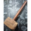 Vintage wooded meat tenderizing hammer-Length 32 cm, head 9 cm x 6cm x 6 cm