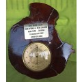 Collectible Rugby Memorabilia Thermometer mounted on nice wood piece- working-Dia. 26cm x 22cm