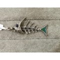 Unique Italian Unoaerre Designer Sterling Silver Fish Pendant