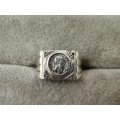 Bulky Sterling Silver PESOS Ring