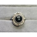 DISCOUNT!! Detailed Silver Onyx Ring