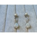 Discount!! Silver Pearl and Moonstone Earrings