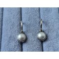 Pretty Silver Pearl Earrings