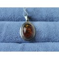 Discount!! Silver Amber Pendant