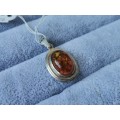 Discount!! Silver Amber Pendant
