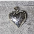Detailed Silver Heart Pendant