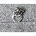 Silver Heart Crown Pendant