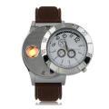 Men's Watch Cigarette Lighter with USB Rechargeable Windproof Flame-less Lighter