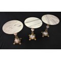 Vintage Trio of Brass and Marble Side Tables